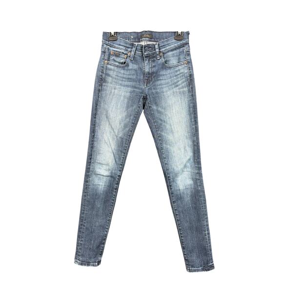 Polo Ralph Lauren Jeans Womens 25R Blue Skinny Stretch Mid Rise Denim Ankle - Picture 1 of 12